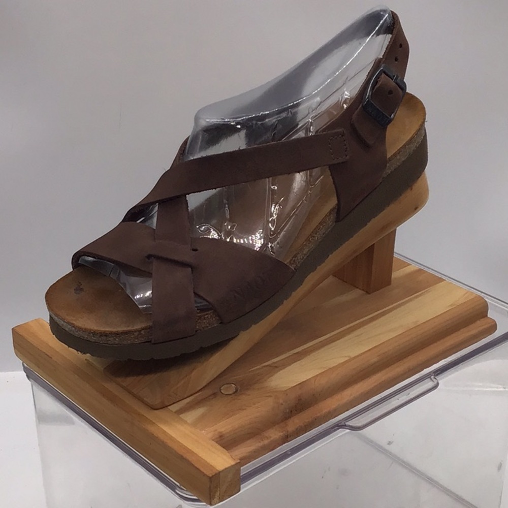 NAOT Brown Suede Ankle Strap Sandal